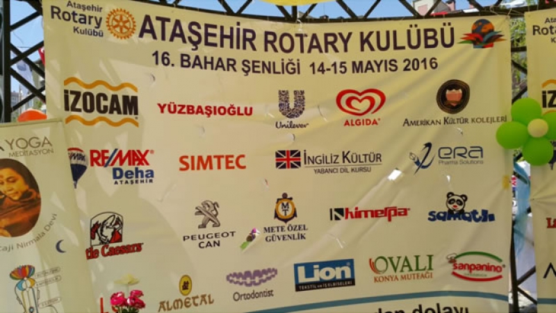 Ataşehir Rotary Kulübü’nün burs verdiği 28 üniversite öğrencisi için 14-15 Mayıs’ta yapılan Ataşehir Rotary Kulübü 16. Bahar şenliğine sponsor olduk.